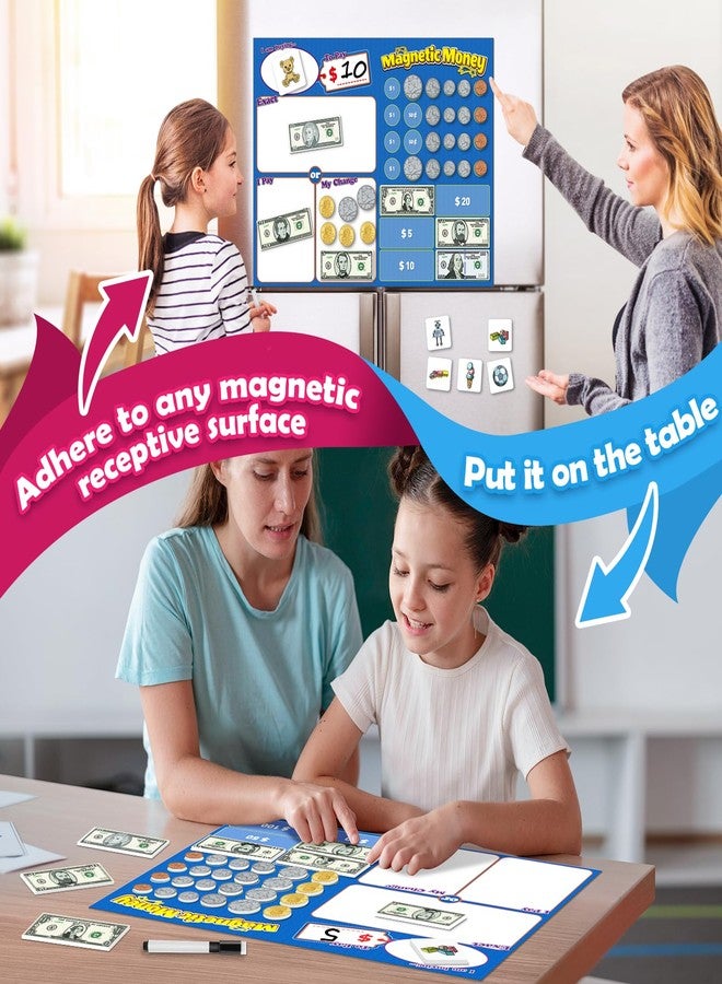 Kasfalci 60 PCS Magnetic Money for Kids for Learning, Math Manipulatives, Learning & Education Toys for Classroom, Pretend Play, Math Games for Toddler, Teacher and Homeschool Supplies - Image 3